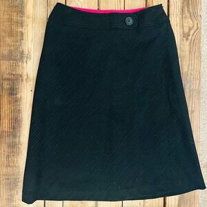 Worthington Stretch Black Pinstripe A-Line Skirt Pink Lining Size 6 Office Wear